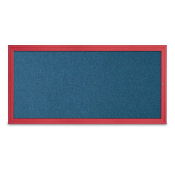 Slim Enclosed Corkboard, 24"x36", Bronze Alum Frame/Cobalt